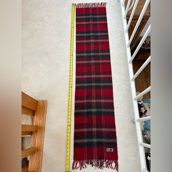 DAKS London Wool Cashmere Blend Scarf Vintage Plaid Red Holiday Christmas - Picture 6 of 6